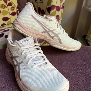 ASICS Women's Cream and Pink Athletic Shoes